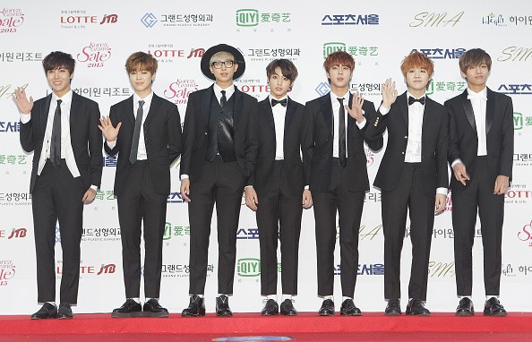 BTS arrive for the 24th Seoul Music Awards at the Olympic Park on January 22, 2015 in Seoul, South Korea.   