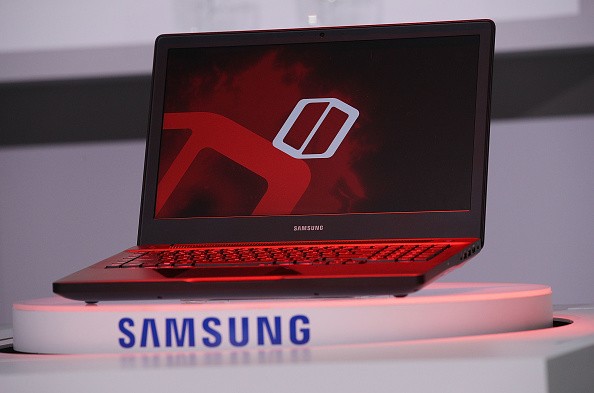 The Notebook Odyssey, SamsungÕs first-ever gaming laptop, is on display during a press event for CES 2017 at the Mandalay Bay Convention Center on January 4, 2017 in Las Vegas, Nevada.