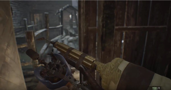 A player acquires the Flamethrower, which is one of the useful weapons in "Resident Evil 7."