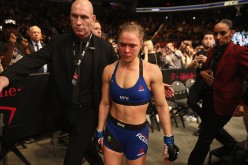Ronda Rousey exits the Octagon after her loss to Amanda Nunes of Brazil in their UFC women's bantamweight championship bout during the UFC 207 event on December 30, 2016 in Las Vegas, Nevada. 