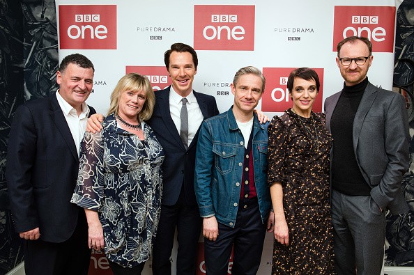 Steven Moffat, Sue Vertue, Benedict Cumberbatch, Martin Freeman, Amanda Abbington and Mark Gatiss attend a screening of the Sherlock 2016 Christmas Special at Ham Yard Hotel on December 19, 2016 in London, England. 