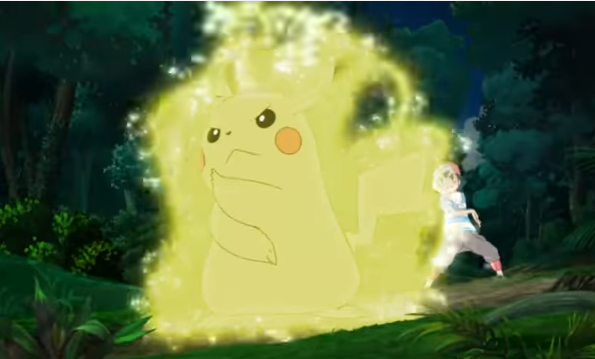 Pikachu is preparing for its next move in "Pokemon Sun and Moon The Series."