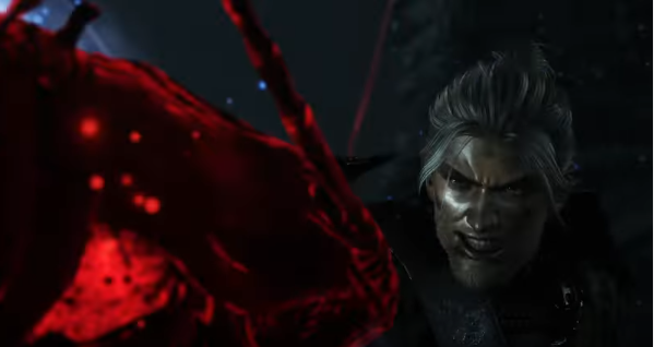 The protagonist William as he attacks a demon known as a yokai in "Nioh." 