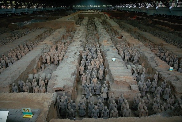 This photo taken on Oct. 21, 2016 shows the sculptures of the Terracotta Army at the Terracotta Warrior Museum in Xian in north China's Shaanxi Province.