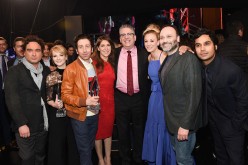 Johnny Galecki, Melissa Rauch,  Simon Helberg,  Mayim Bialik, Bill Prady,  Kaley Cuoco, Steven Molaro and Kunal Nayyar receive awards for 'The Big Bang Theory' at the People's Choice Awards 2017.