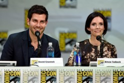 David Giuntoli (L) and Bitsie Tulloch attend the 'Grimm' season four panel during Comic-Con International 2014 at the San Diego Convention Center on July 26, 2014. 