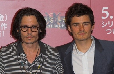 Johnny Depp and Orlando Bloom during 'Pirates of the Caribbean: At World's End' Tokyo Press Conference - Photocall at Park Hyatt Tokyo in Tokyo, Japan.