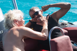 Sir Richard Branson and former U.S. President Barack Obama are seen having a good time during the British Virgin Islands encounter.