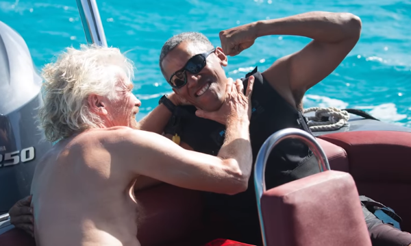 Sir Richard Branson and former U.S. President Barack Obama are seen having a good time during the British Virgin Islands encounter.