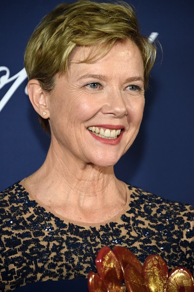 Actress Annette Bening posed with the Career Achievement Award during the 28th Annual Palm Springs International Film Festival Film Awards Gala at the Palm Springs Convention Center on Jan. 2 in Palm Springs, California. 