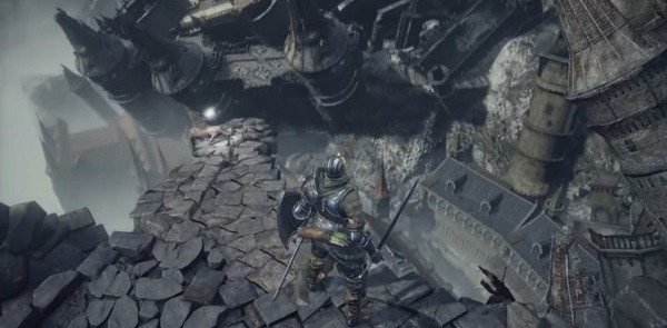 The "Dark Souls 3" hero looks down on the ruins of the Ringed City.