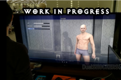 The early phase of the Character Creation Tool being featured at Square Enix's Tokyo headquarters.