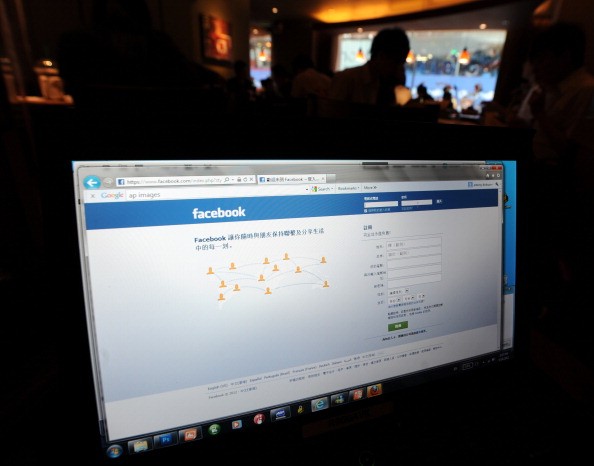 A computer shows the login page of Facebook in traditional Chinese characters in Hong Kong.