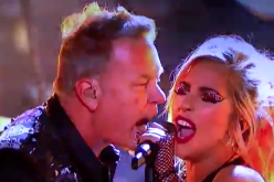 Metallica frontman James Hetfield and Lady Gaga shares the mic during their performance at the 59th Grammy Awards.