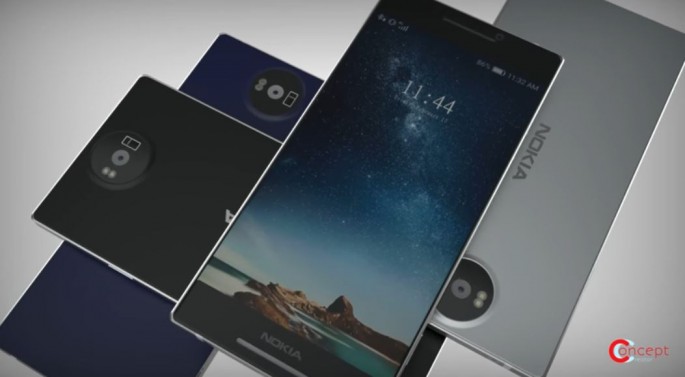 Different angles of a Nokia concept phone are displayed to showcase the potential look of the upcoming Nokia flagship. 