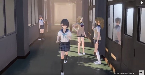 "Blue Reflection's" main protagonist Hinako Shirai runs around school to find the disturbance she felt a while ago.
