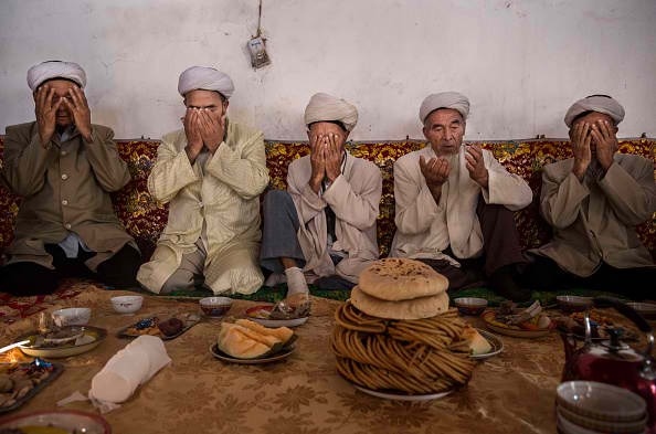 People in the Xinjiang Uyghur Autonomous Region observe a Muslim holiday.