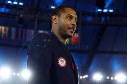  Carmelo Anthony of the United States takes part during the Opening Ceremony of the Rio 2016 Olympic Games at Maracana Stadium.