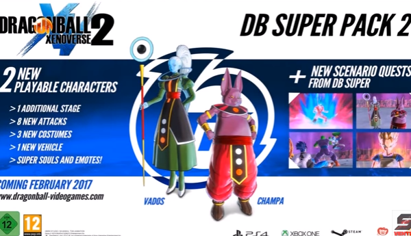 The angel Vados and god of destruction Champa are characters in 'Dragon Ball Xenoverse 2.'