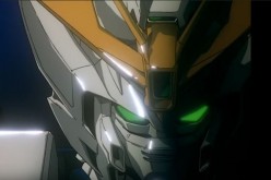 The eyes of a Gundam Suit light up as the pilot inside prepares for combat. 