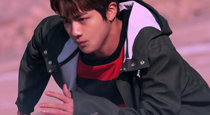 BTS member Jin in the music video of the song, "Not Today."