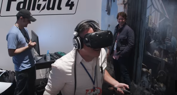 Voice actor Brian Delaney tries out 'Fallout 4 VR' at E3 2016.