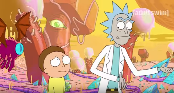 Rick and his grandson Morty are looking at ecach other on this episode of "Rick and Morty."