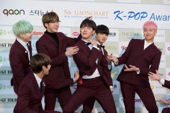 Boy band BTS attends the 5th Gaon Chart K-Pop Awards on February 17, 2016 in Seoul, South Korea.