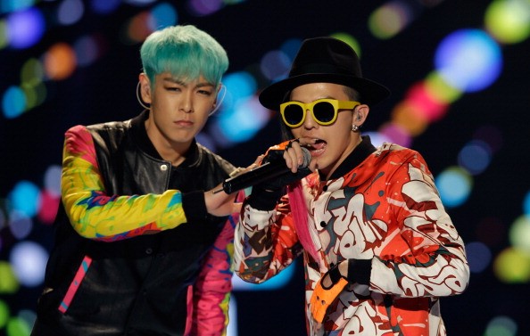 G-Dragon and T.O.P of BIGBANG perform on the stage during a concert at the K-Collection In Seoul on March 11, 2012 in Seoul, South Korea.