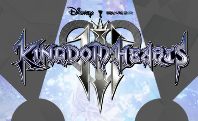 "Kingdom Hearts 3" logo is displayed, as a small portion of the upcoming game could be slightly seen in the background. 