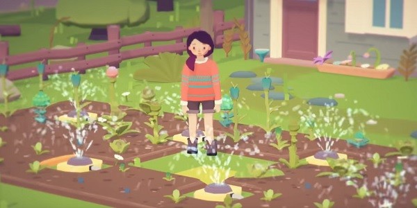 The female protagonist grows different types of crops in "Ooblets."