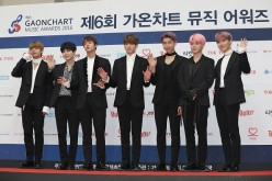 K-Pop boy band BTS members Jin, Suga, J-Hope, Rap Monster, Jimin, V and Jungkook attend the 6th Gaon Chart K-Pop Awards on February 22, 2017 in Seoul, South Korea. 