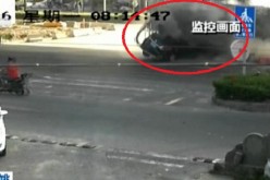Cement tanker rolled over SUV in China