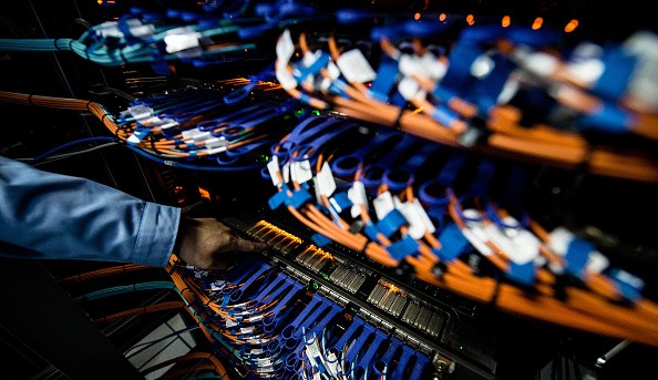 Photo shows interchanger cables of Sunway TaihuLight, a Chinese supercomputer, in Wuxi, east China's Jiangsu Province.