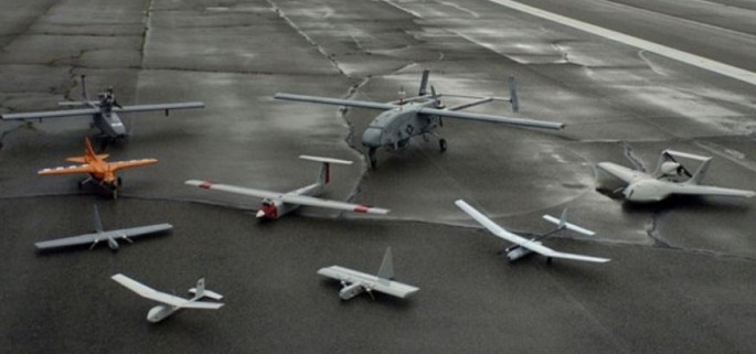 Various types of aerial drones.              