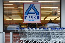 Picture shows the logo of German discount supermarket giant Aldi.