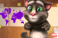 Photo shows Talking Tom, the main character featured in the famous app of Outfit7.