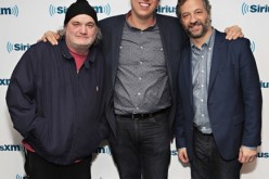 Artie Lange, Pete Holmes and Judd Apatow visit the SiriusXM studios on February 13, 2017 in New York City. 