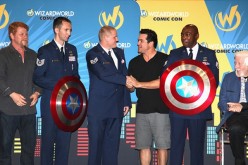 Michael Cudlitz, Tech Sgt. John Ayre, Staff Sgt. Spencer Stone, Dean Cain, Staff Sgt. Johnathan Gales and Caroll Spinney onstage at the Wizard World Sacramento Honors Hometown Heroes event at the Sacramento Convention Center on June 17, 2016. 