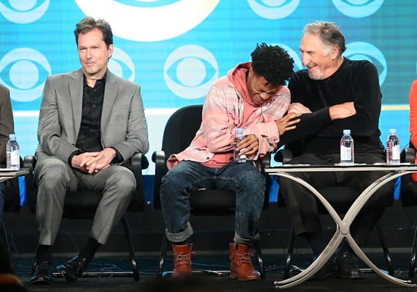 Executive producer Bob Daily, actor/executive producer Jermaine Fowler and actor Judd Hirsch of the television show 'Superior Donuts' speak onstage during the CBS portion of the 2017 Winter Television Critics Association Press Tour.