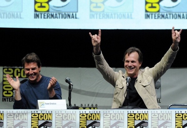 Tom Cruise and Bill Paxton speak onstage at the Warner Bros. and Legendary Pictures preview of 'Edge of Tomorrow' during Comic-Con International 2013 at San Diego Convention Center.