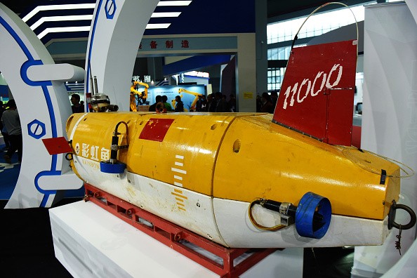 China's first 11,000-meter manned submersible Rainbow Fish is displayed at the 17th China International Industry Fair at National Exhibition and Convention Center.