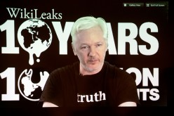 WikiLeaks founder Julian Assange participates via video link at a news conference marking the 10th anniversary of the secrecy-spilling group.