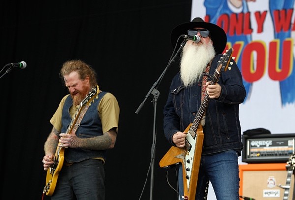 Brent Hinds of Mastodon and Dave Catching of Eagles of Death Metal perform on Day 2 of Reading Festival at Richfield Avenue on August 27, 2016 in Reading, England.