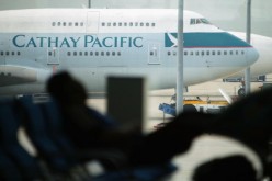 Cathay Pacific on the tarmac of Chek Lap Kok airport 
