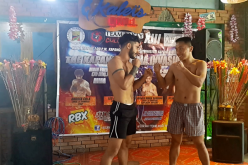 Andrea Cola and Leo Alejandro face off after their weigh-in before they fight in the 70 kg division as a main event at ‘Team Lakay Championship XIII: The Kapangan MMA Invasion 2' on May 1, 2017.