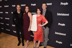 (L-R) Eric McCormack, Debra Messing, Megan Mullally and Sean Hayes of Will And Grace attend the Entertainment Weekly and PEOPLE Upfronts party presented by Netflix and Terra Chips at Second Floor on May 15, 2017.