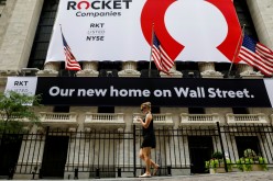 A banner celebrating Rocket Companies Inc., the parent company of U.S. mortgage lender Quicken Loans, IPO is seen on the front facade of the New York Stock Exchange (NYSE) in New York City, U.S.