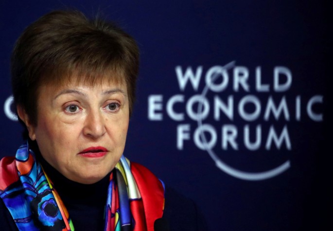 IMF Managing Director Kristalina Georgieva speaks at a news conference ahead of the World Economic Forum (WEF) in Davos, Switzerland