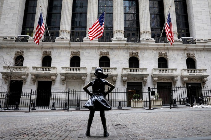 The Fearless Girl statue is seen outside the New York Stock Exchange (NYSE) in New York, U.S.,